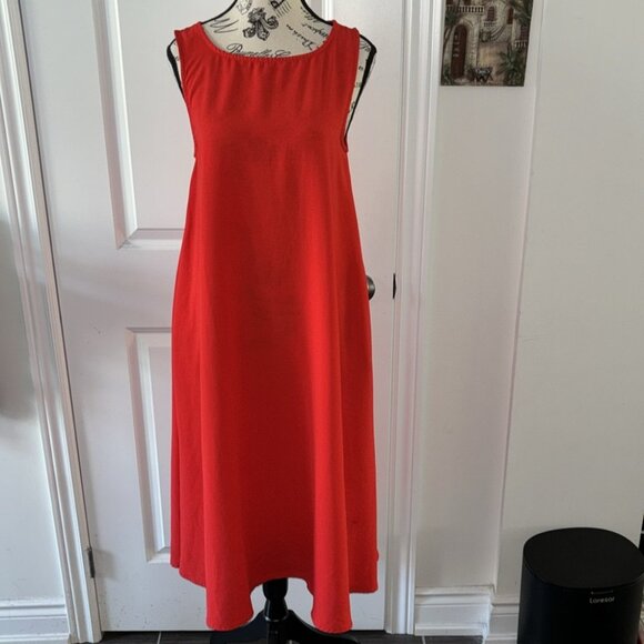 Oak + Fort Sleeveless Rust Orange Red Maxi Flowy Dress with Pockets - Picture 1 of 7